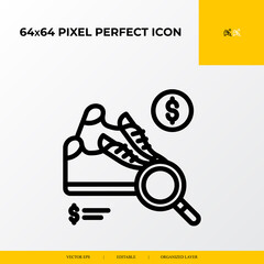 looking for shoe products icon.E-commerce Related Vector Line Icons.64x64 pixel perfect icons