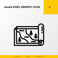 Map icon. Camping and adventure icon. 64x64 pixel perfect icon