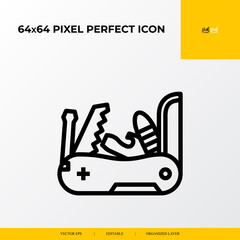 multipurpose knife and pocket knife icon. Camping and adventure icon. 64x64 pixel perfect icon