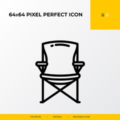 Camping chair icon. Camping and adventure icon. 64x64 pixel perfect icon
