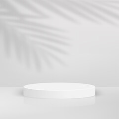 Abstract background with white color geometric 3d podiums. Vector illustration.