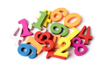 Math number colorful on white background, education study mathematics learning teach concept.