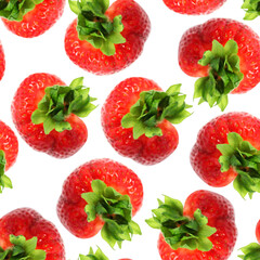 Seamless pattern strawberry top view.