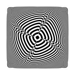 Abstract op art design element with 3D illusion effect. Lines pattern.