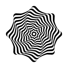Op art design element. Illusion of twisting rotation movement.