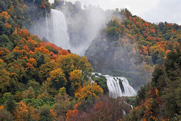 marmore waterfall in autumn