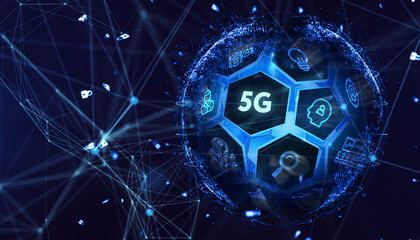 The concept of 5G network, high-speed mobile Internet, new generation networks. Business, modern technology, internet and networking concept