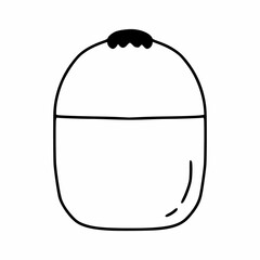 Pot for  kitchen. Tableware for cooking in nature. Camping and outdoor activities. Vector illustration in  doodle style.