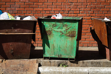 iron garbage can, background