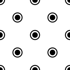 Seamless pattern of repeated black radio button symbols. Elements are evenly spaced and some are rotated. Vector illustration on white background