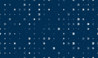 Naklejka premium Seamless background pattern of evenly spaced white discussion symbols of different sizes and opacity. Vector illustration on dark blue background with stars