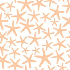 Hand drawn seamless pattern with starfish in pastel color
