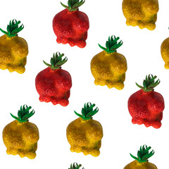 Yellow and red strawberry seamless pattern