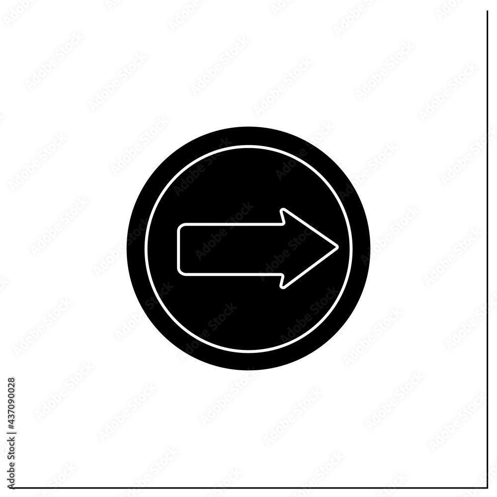 Poster arrow symbol glyph icon.navigation pointer.right direction.road traffic sign. public place navigatio