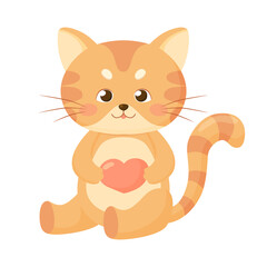 Cute baby cat with heart