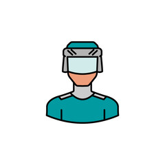 avatar hockey player outline colored icon. Signs and symbols can be used for web logo mobile app UI UX