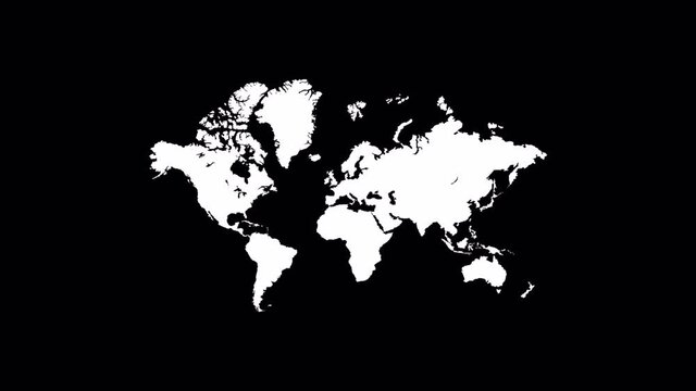 World map. Glitch effect. Motion design. Alpha channel.