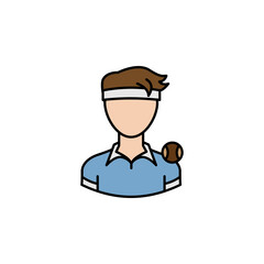 avatar tennis player outline colored icon. Signs and symbols can be used for web logo mobile app UI UX