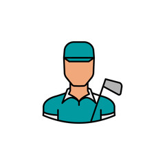 avatar golfer outline colored icon. Signs and symbols can be used for web logo mobile app UI UX