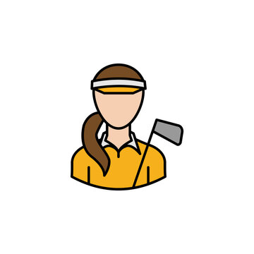 avatar golfer outline colored icon. Signs and symbols can be used for web logo mobile app UI UX