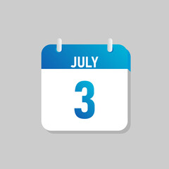 White daily calendar Icon July in a Flat Design style. Easy to edit Isolated vector Illustration.