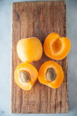 Damascus cut in halves on wood table