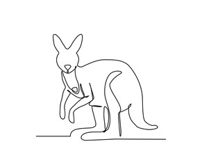 kangaroo continuous line art drawing style. Minimalist black kangaroo outline. editable active stroke vector.