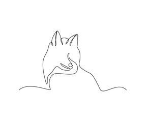 Dog continuous line art drawing style. Minimalist black Husky outline. Editable active stroke vector.