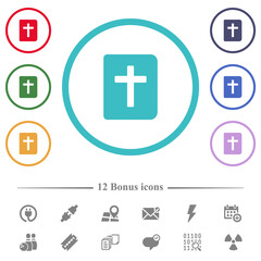 Obraz premium Holy bible flat color icons in circle shape outlines