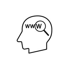 Human head with web search sign silhouette vector illustration