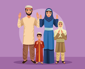five muslim family parents