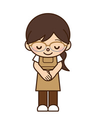 エプロン 女性 お辞儀