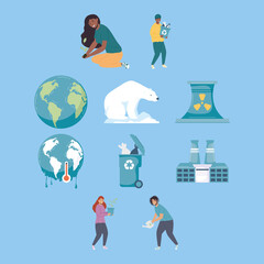 Obraz premium ten climate change icons