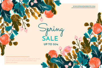 Spring Sale Banner With Flowers