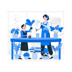 People Taking Care Plant Concept Illustration