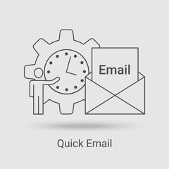 Quick Email icon.The concept of using modern technologies in messengers and mail.Vector illustration of the thin line icon.Black on a white background.