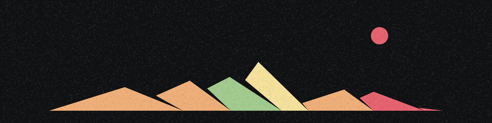 Fototapeta premium Geometric Mountains silhouette landscape art poster illustration