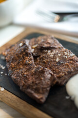 close up of cooked meat dish