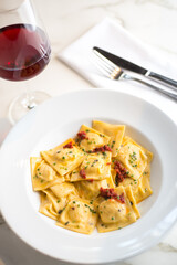 Pasta and wine