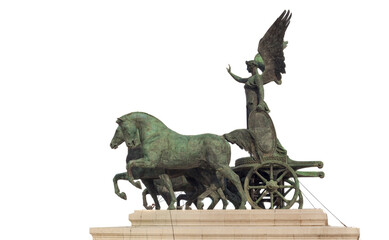 Fototapeta premium statue of horses and lady in Rome, Italy. isolated on white background