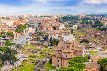 Naklejka premium cityscape of Rome city, Italy. aerial view