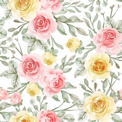 Seamless Pattern With Spring Flower Rose
