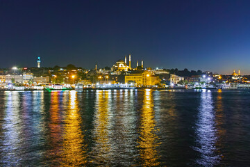 Sunset view of Golden Horn in city of Istanbul, Turkey