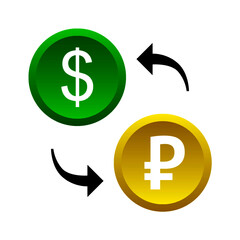 Currency exchange arrow dollar and ruble