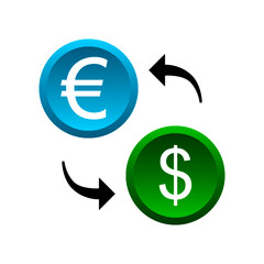 Currency exchange arrow for euro and dollar