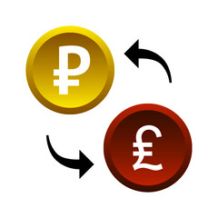 Currency exchange arrow ruble and pound sterling