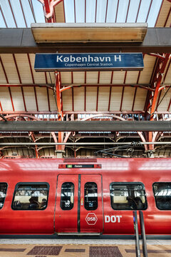 DSB Danske Statsbaner metro train at Copenhagen main station. S-tog DOT S-train