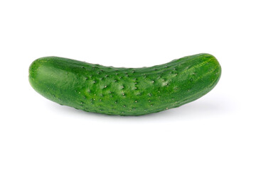 fresh whole green cucumber isolated on white background.