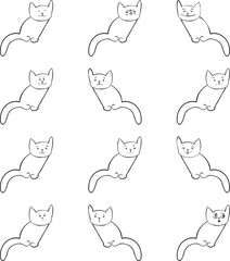 set of vector emoticons image of a cat in the style of line art 