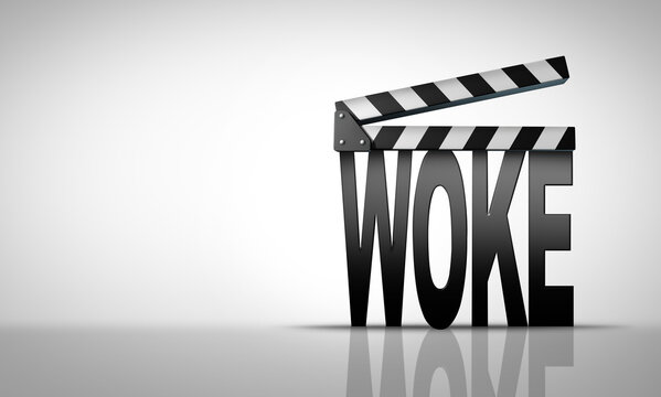 Woke cinema and watching politically correct cable episodes of a television or TV series or multiple movie on demand views as wokeness viewing of media diversity concept